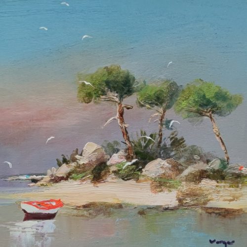 Barque au repos - 30 x 30 cm