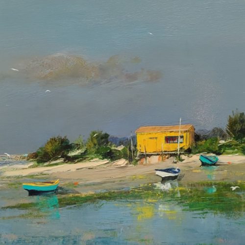 Cabane jaune - 73 x 54 cm