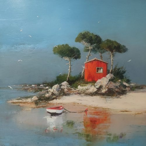 Cabane orange - 60 x 60 cm