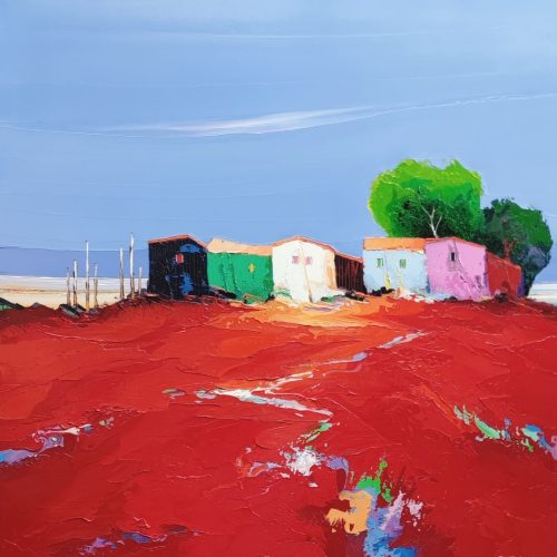 Cabanes au calme - 70 x 70 cm