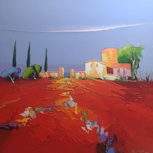 Colline rouge - 60 x 60 cm