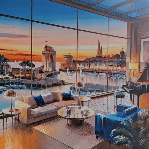 Le soir tombe - 80 x 80 cm