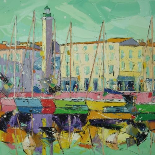 Phare au matin - 80 x 80 cm